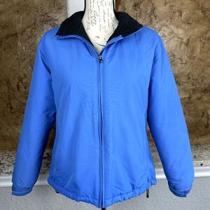 Lands' End Fleece Lined Jacket Women's Small Blue Polartec Zip Pockets Outdoor‎